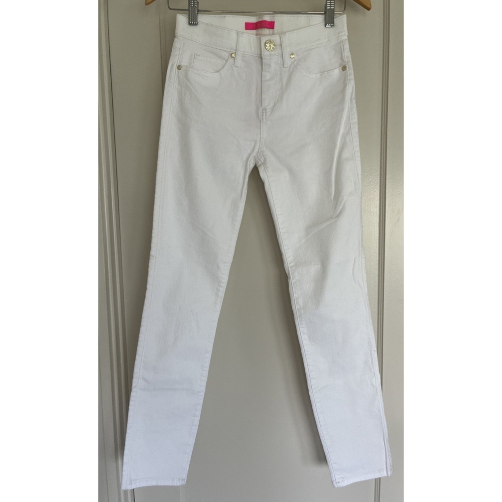 NWT Lilly Pulitzer South Ocean High-Rise Skinny Leg Jeans in Resort White SZ 0